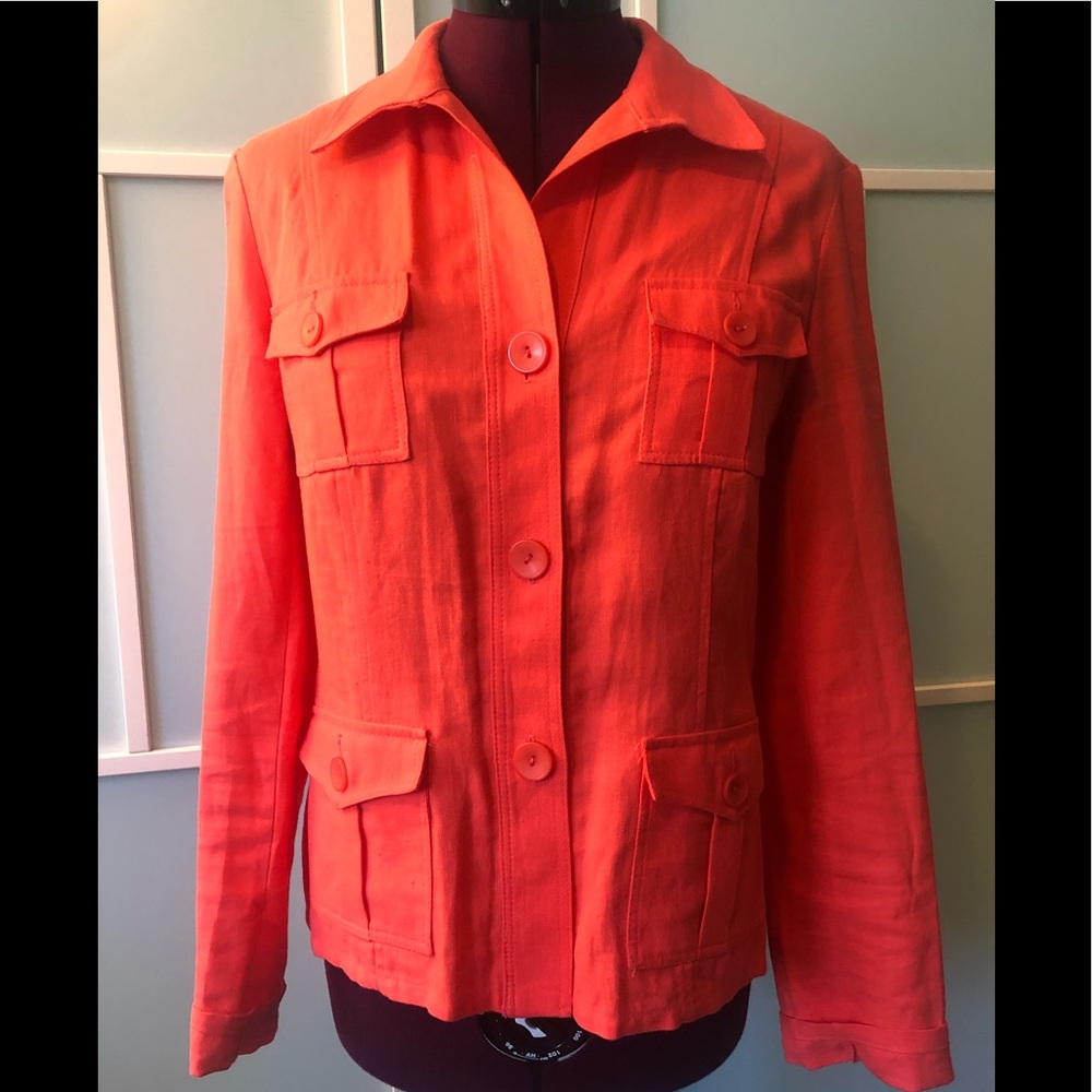 Louben coral linen blazer